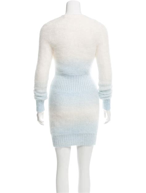 chanel 10a ivory blue angora sweater dress|Chanel pants.